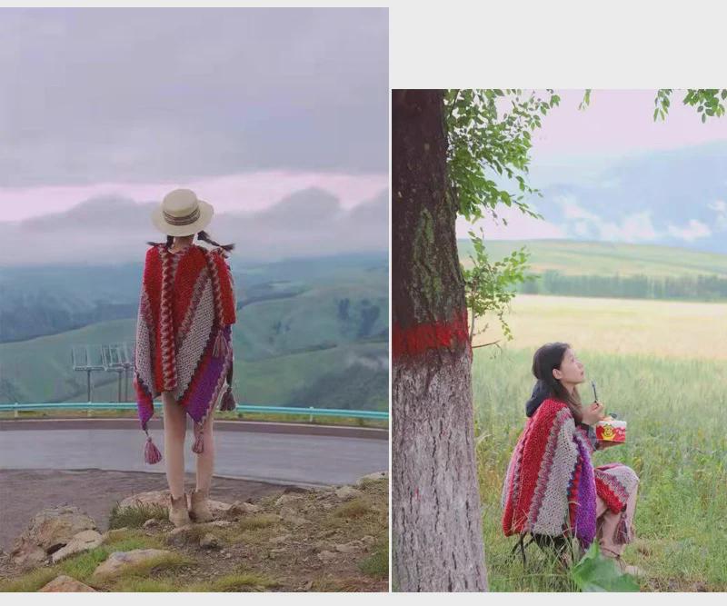 Ethnische Xinjiang Qinghai Reiseumhang & Schal: Stilvolles Fotoshooting-Tuch für die nordwestlichen Grasländer