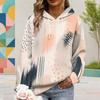 Women Plus Size Abstract Watercolor Printed Long Sleeve Drawstring Hoodie With Kangaroo Pocket