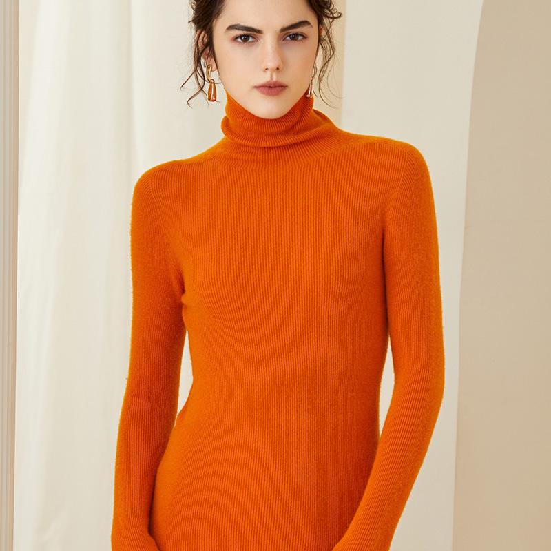 

Женский облегающий кашемировый свитер с ворсистым воротником — длинный/короткий рукав для осени и зимы Extra Large