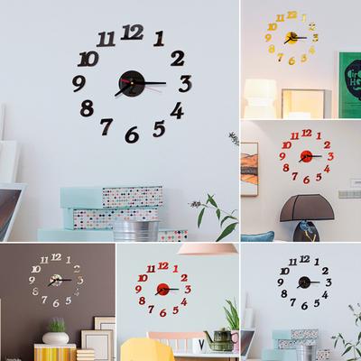 Christmas Decor 3D Mirror Wall Sticker Clock DIY Roman Numbers Acrylic Home Mural Decals