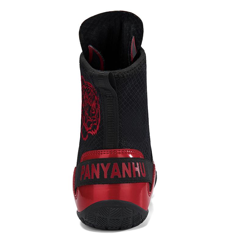 Boxing Shoes Men's Women's Sanda Combat Wrestling Short Boots Long Cowhide Sole Wear-resistant