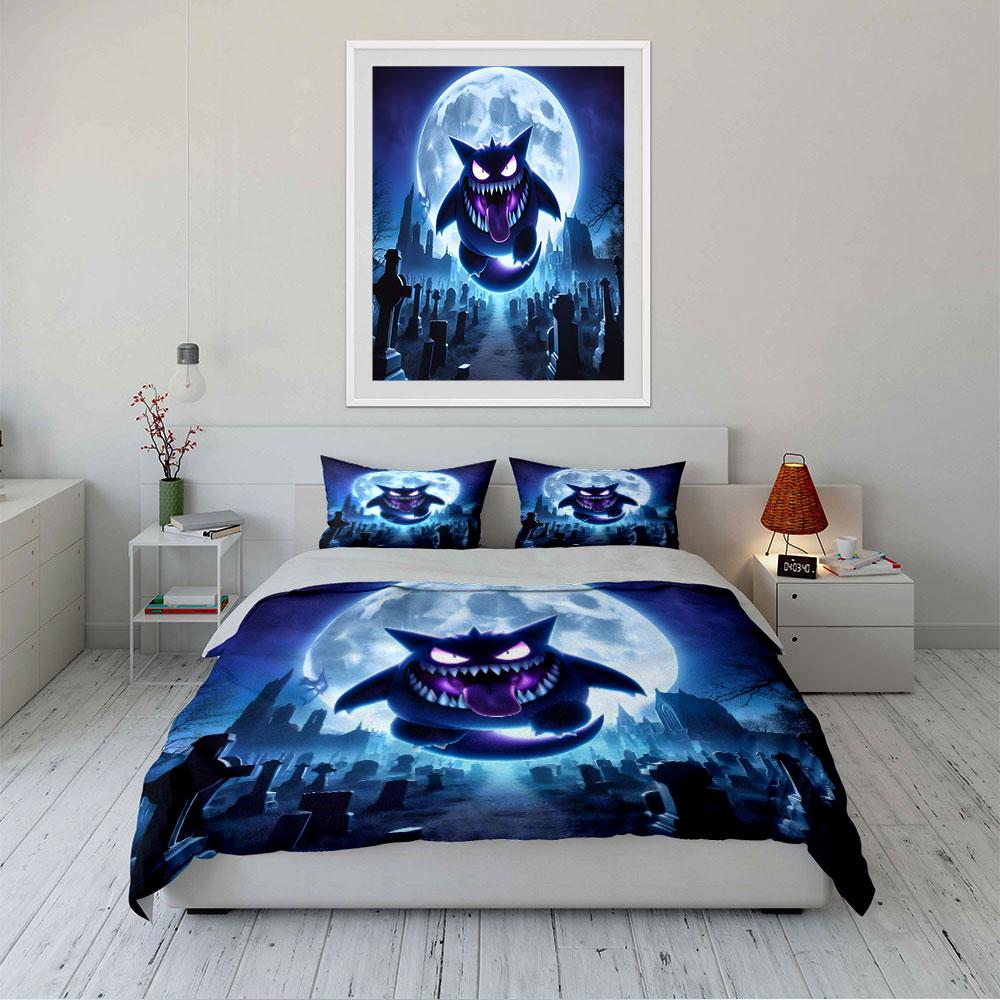 Haunted Moonlit Creature Design Bedding Duvet Cover Set (1*Duvet Cover 2*Pillowcases, without duvet insert)