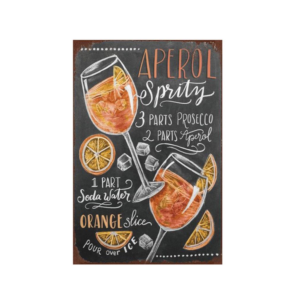 Lot 2 Plaques Métal Vintage Cocktails – Affiches Rétro Bar 20x30 Cm, Décoration Café Pub Restaurant
