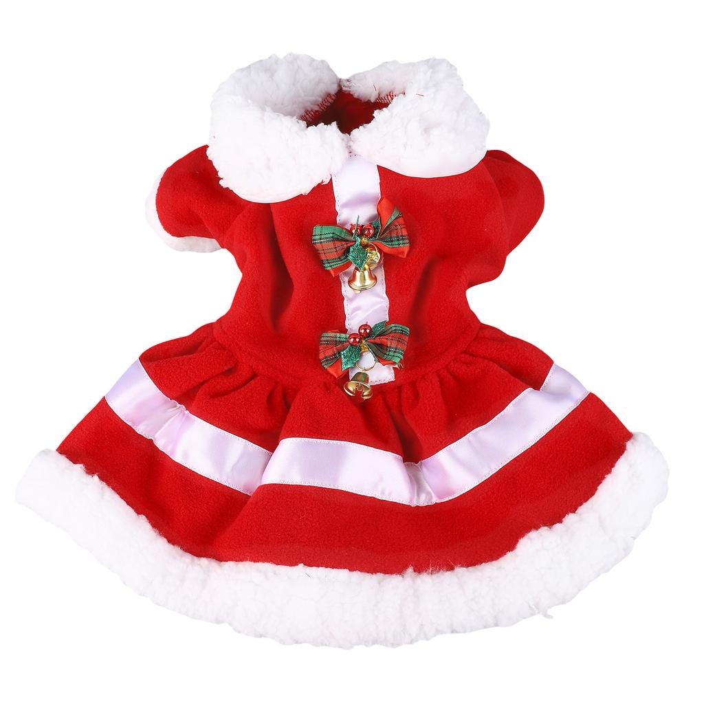 Dog Christmas Dress Doll Collar Thickening Comfortable Warm Cute Puppy Holiday Dress Costume with