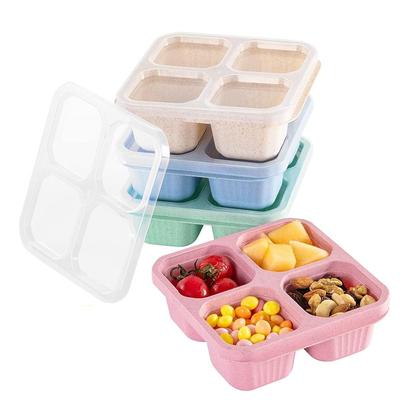 4Pcs/Set Stackable Snack Containers 4 Compartments Divided Snack Box Fruit Lunch Box  Travel