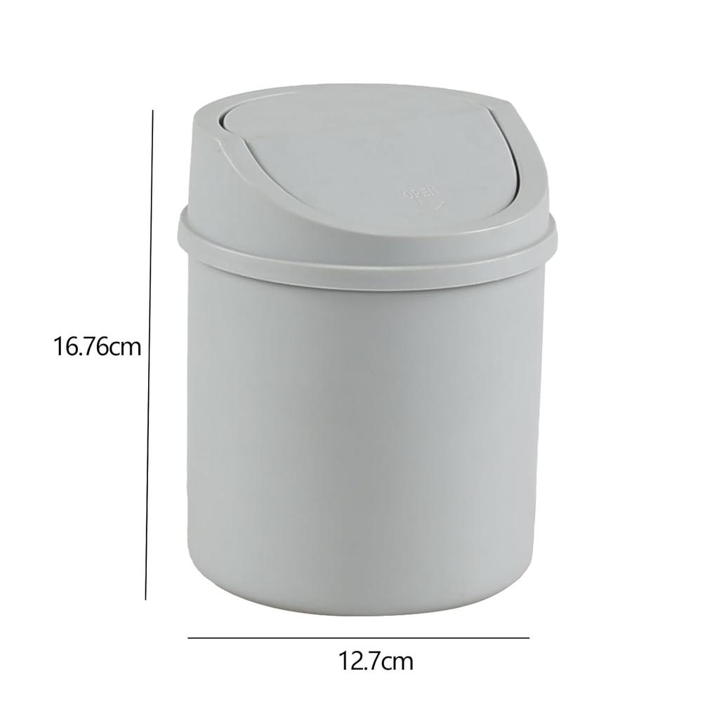 Plastic Countertop Waste Bin with Swing Lid, Tiny Garbage Can, Mini Desktop Trash Can
