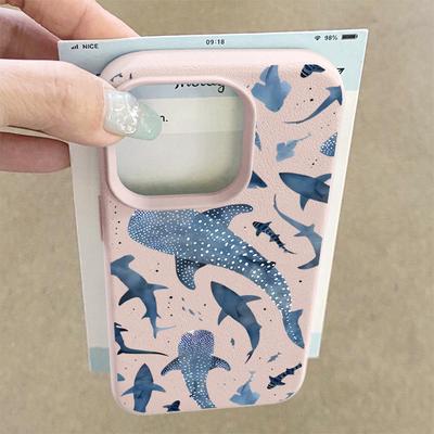 Walhai Handyhülle Für iPhone 17 16e 16 Pro Max 12 13 14 15 Pro Max 11 17 Air Stoßfest Lederstruktur Silikon TPU Hülle