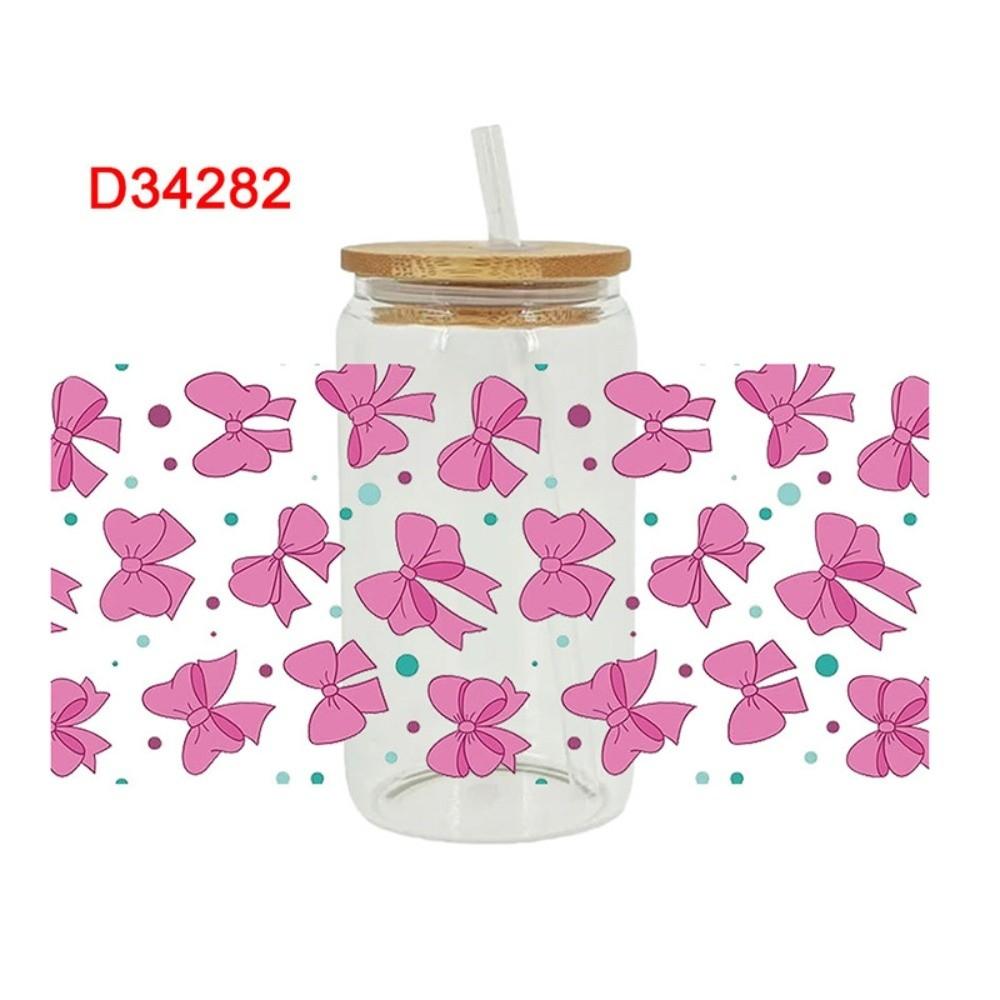 

Waterproof Wrap Stickers Clear Pink Bow Decals Creativity Water Bottles Sticke For 16Oz Glass Cup 5