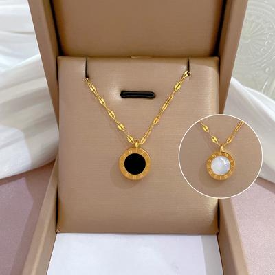 Roman Double-Sided Fritillary Furnace Real Gold Necklace Female Collarbone Chain With Jewelry