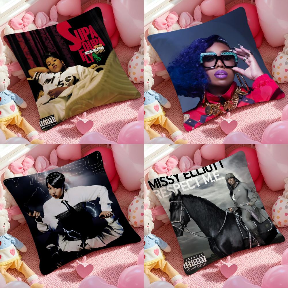 M-Missy ElliottS Album Rapper Kissenbezug Muster Gedruckter Kissenbezug für Wohnzimmer Sofa Kissenbezug & Schlafzimmer Dekoration