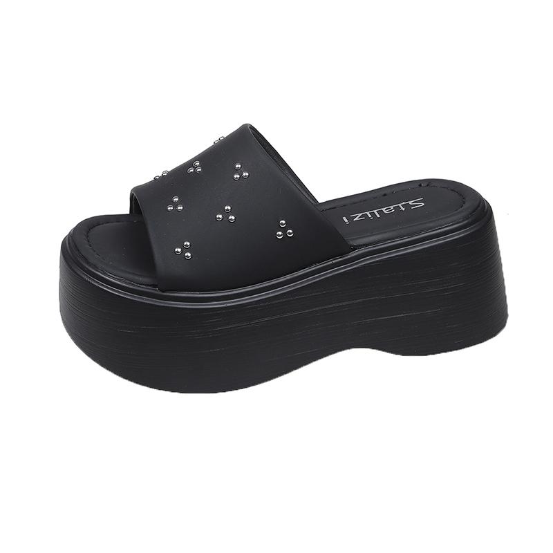 

Fashion 7.5CM Wedges High Platform Sandals New 2024Women Thick Sole Slippers Woman Chunky Shoes Summer Casual Beach Slides Zapatos Mujer 34 чёрный