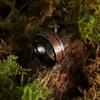 Fashion 8MM Black Color Stainless Steel Rings For Men Women Domed Koa Wood Inlay Promise Rings Wedding Engagement Jewelry Gift