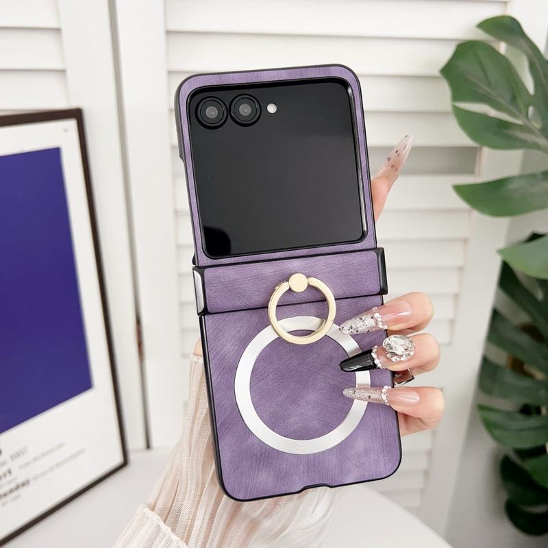 

Складной чехол из однотонной кожи с магнитным креплением для Motorola Razr 60 50 Ultra 40 Ultra с беспроводной зарядкой, ударопрочный, тонкий, жесткий, с кольцом-держателем из ПК, 3 шт., чехол для телефона Motorola Razr 40 Ultra фиолетовый