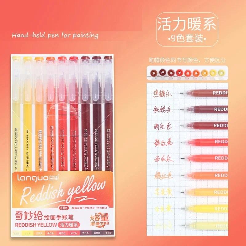 Languo 198/9 Colors Morandi Colorful Gel Pen Student Note Marker Painting Graffiti Color Pen Stationery Office School Supplies