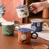 Underglaze Color With Lid Ceramic Mug Coffee Cup Women High Value Office Drinking Cup Women Internet Celebrity Water Cup