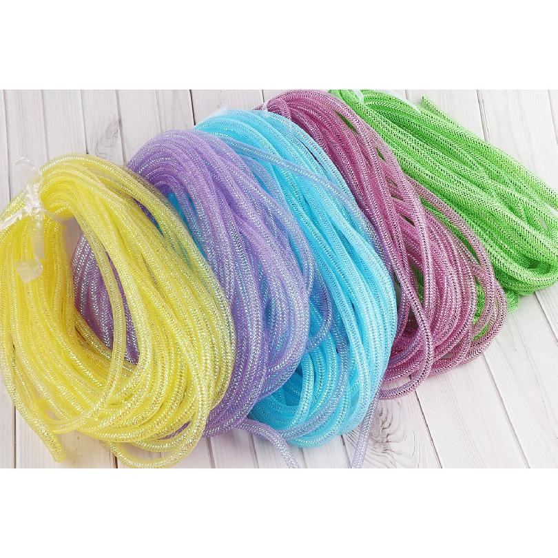 YYCRAFT 75 Yards Mesh Tube for Craft Deco Flex for Wreaths Cyberlox CRIN Crafts 8mm 3/8-Inch Easter Day,5 Colors