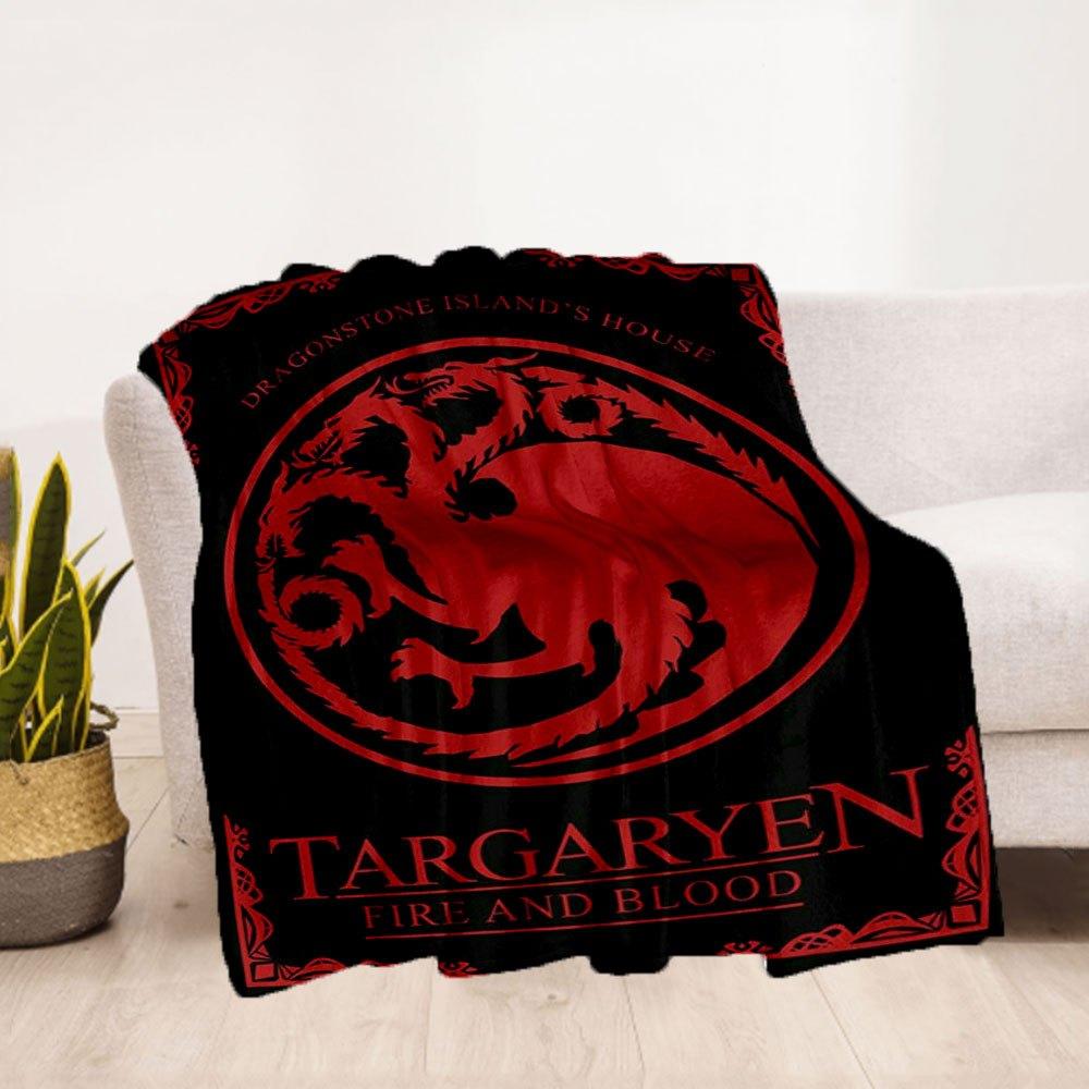 Targaryen Fire and Blood: The Story of Game of ThronesBlanket Flannel Throw Blanket for Sofa, Bed, Travel, Camping, Office, Couch, Chair, An
