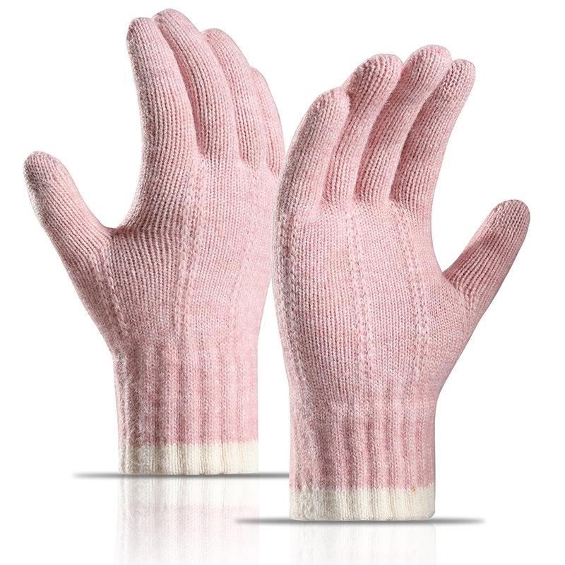 Gants Chauds pour Femmes Hiver Coréen Couple Tricot Laine Épais Écran Tactile Anti Froid Cyclisme Gants Doigts Entiers