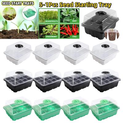 5-1Pcs 12 Holes Ventilation Germination Box With Ventilation Hole Cultivation Planting Box Seedling Starter Tray Garden Supplies