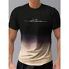 Summer Round Neck 3D Gradient Letters Print Top Fashionable Casual Short Sleeved Men's T-shirts