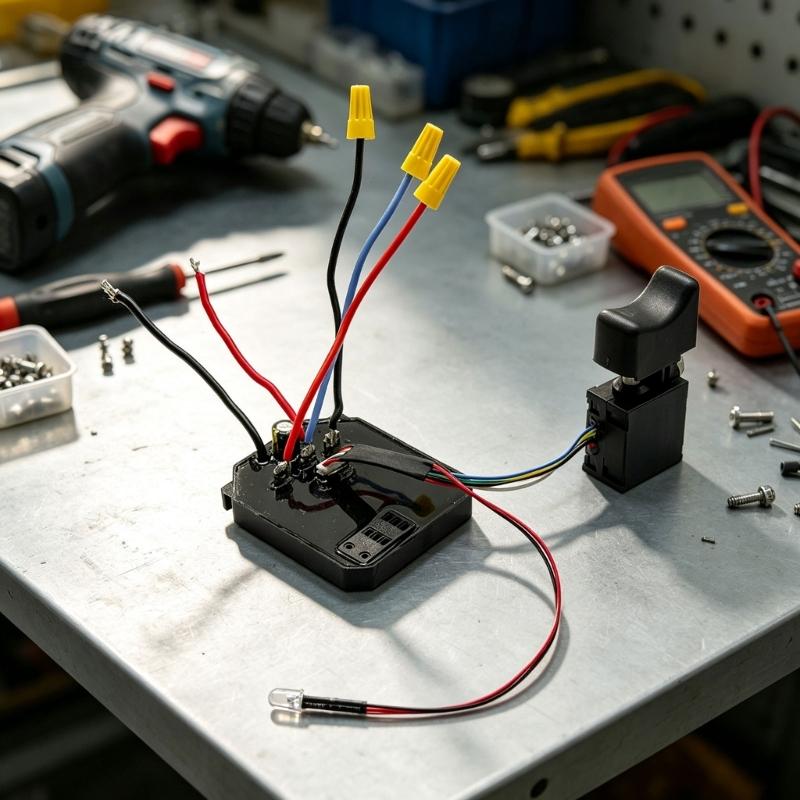 Steuerplatinen-Baugruppe für 21V Bohrmaschine Reparaturdienst, Teil mit Anschlusskabel mit Drucksteuerung und Licht für täglichen Wartungsgebrauch