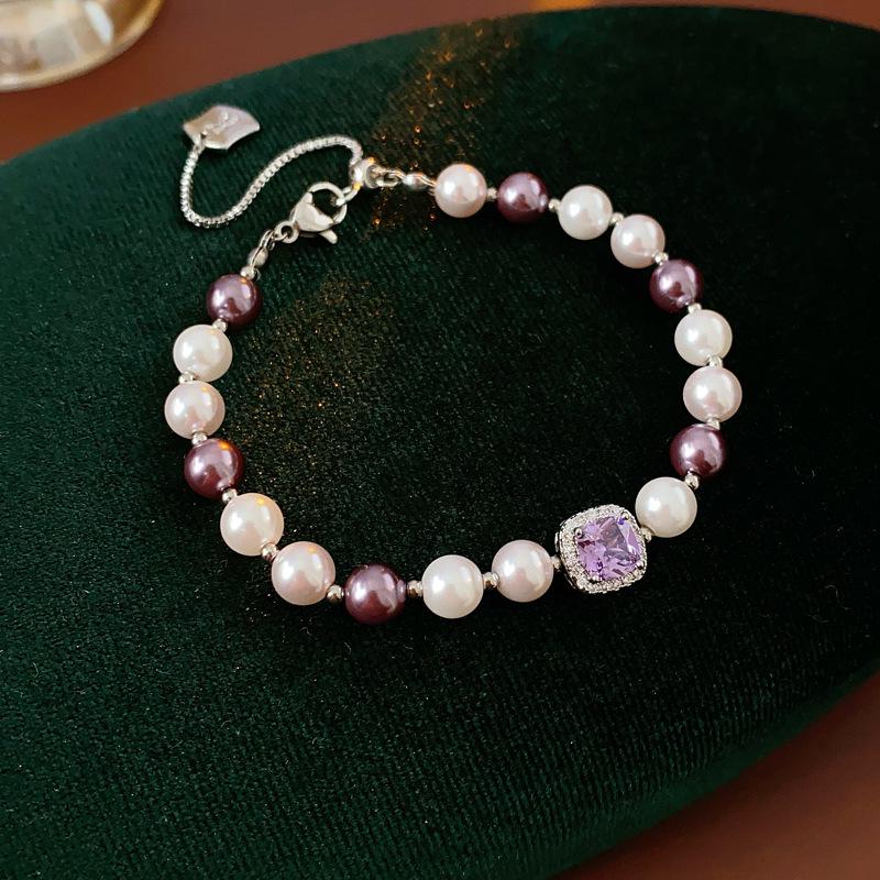 Retro Geometrický Náramek ze Sladkovodních Perel - Módní Pokročilý Design Šperků pro Ženy