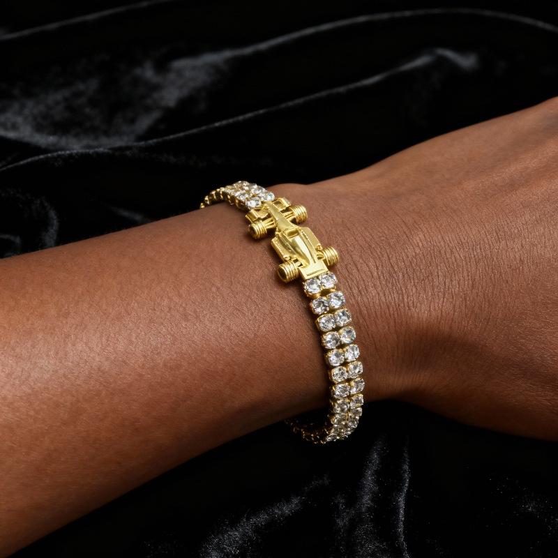 S925 Silver Racing Double Row Zircon Bracelet 5MM Inlaid Unisex Fashion Jewelry 5mm*18cm золотой