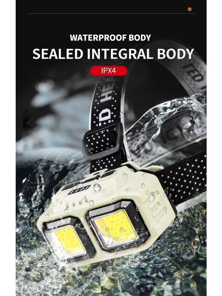 COB LED Headlamp Induction USB Rechargeable Head Flashlight Powerful Work Light for Outdoors Camping Fishing