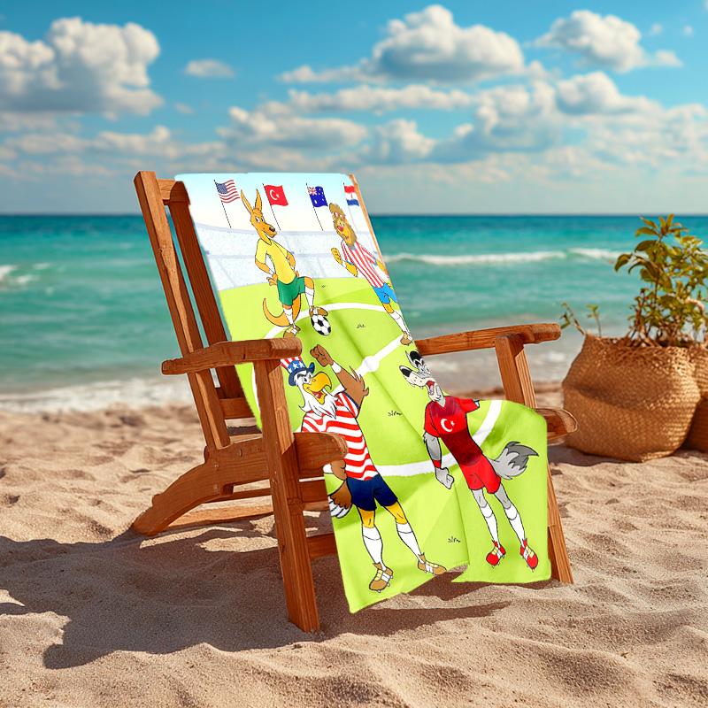 1pc Animals Soccer Together Cartoon Quick Dry Microfiber Bath Towel for Swimming Surfing Camping Unisex Holiday. SJT7201150