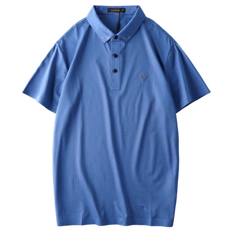 Export Original Tail Single Cut Label Mercerized Cotton Short Sleeve T-Shirt Men's Summer Polo Shirt Trendy Export Menswear T-shirt Tops