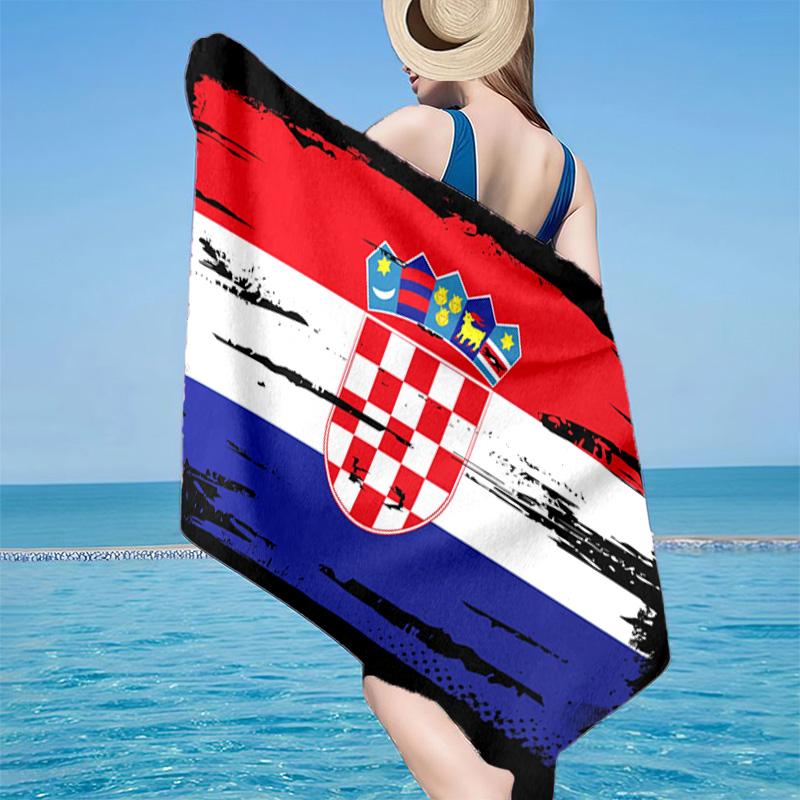 Asciugamano da Spiaggia in Microfibra Orgoglio del Calcio Croato, Leggero e Asciugatura Rapida, per Viaggi Estivi, Essenziale da Spiaggia, Piscina