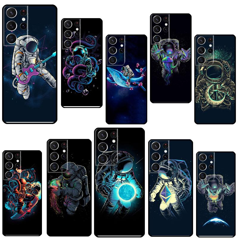 Space Astronaut Phone Case For Samsung Galaxy S23 S22 Ultra Note 20 10 S8 S9 S10 Plus S20 FE S21 FE Cover
