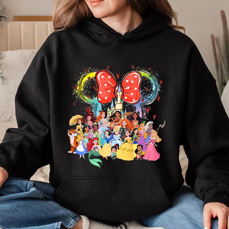 Disney Family Wear, Children's Clothing Princess Series, Printed Hoodies, Casual Sportswear, Loose Tops, Personalized Clothing