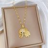 Big Ears Long Nose Elephant Light Luxury Temperament Gorgeous Full Diamond Necklace Female Versatile Collarbone Chain Titanium Steel Chain