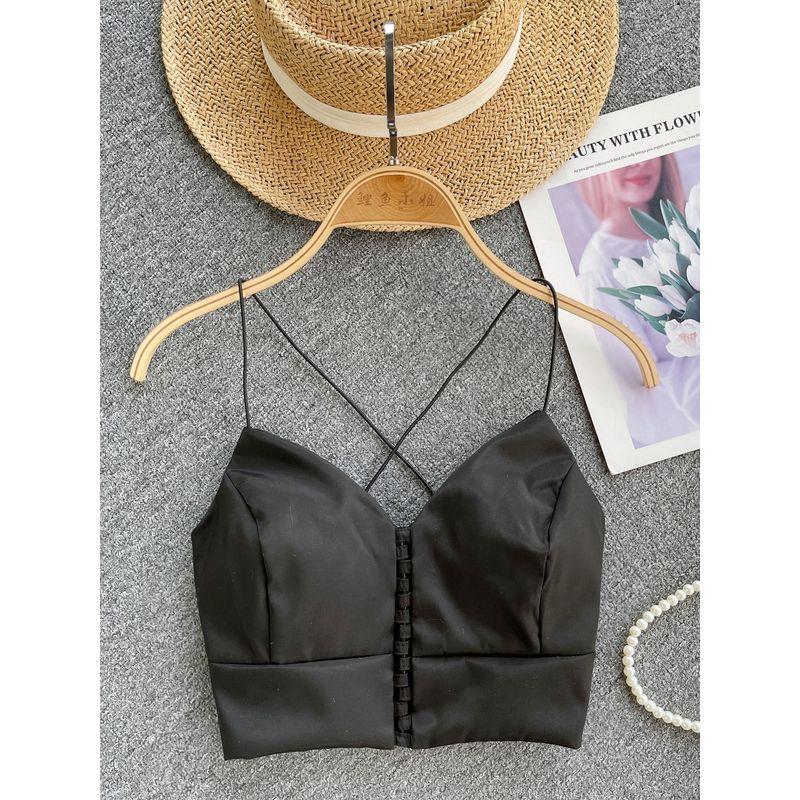 Fashion Sexy Style Camisole Women's Sexy Beauty Back Silm Short Crop Top Easiest for Match Tops 2024 Early Spring New Arrival