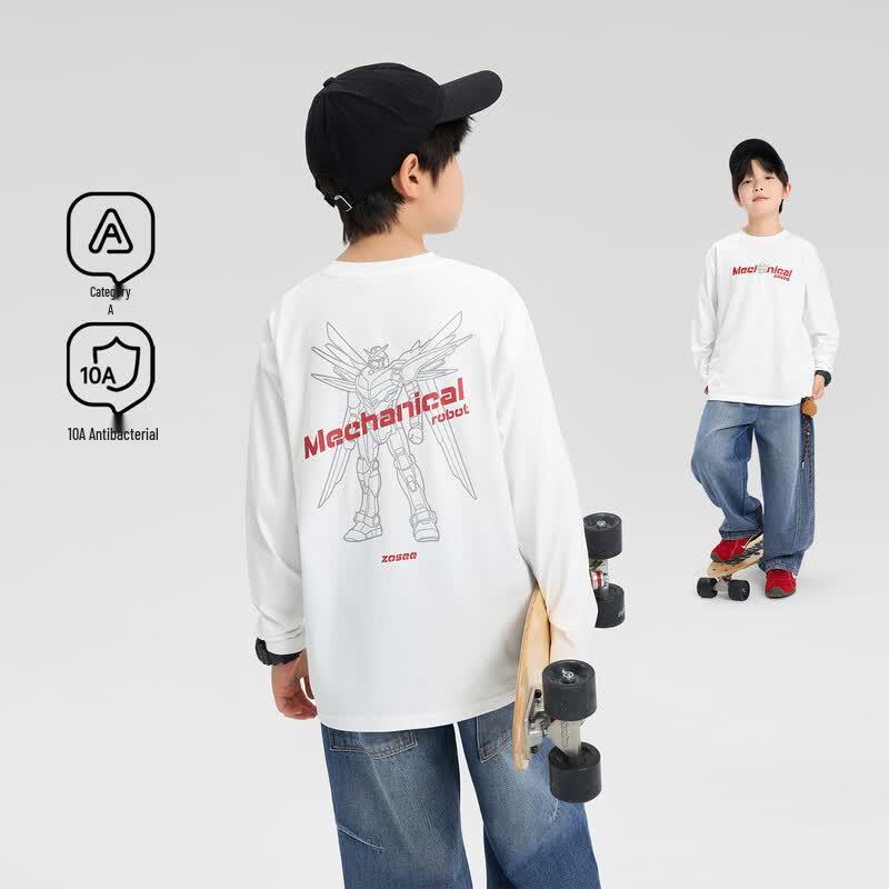 Boy's Long Sleeve Reflective Mech Print T-shirt