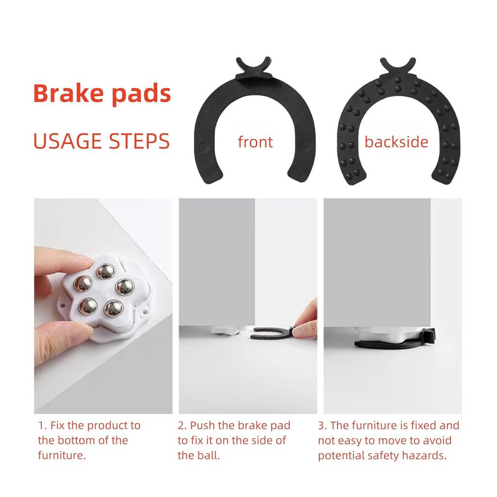 4PCS Self Adhesive Mini Swivel Adhesive Wheels No Noise 360° Rotation Caster Wheels for Small Appliances Trash Can and Furniture