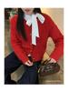 Women's Chic Red Knit Cardigan - Early Autumn Fashion