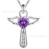 Jesus Cross Love Angel Heart Wing Silver Pendant Necklace 18inch Women Girl Lady Gift