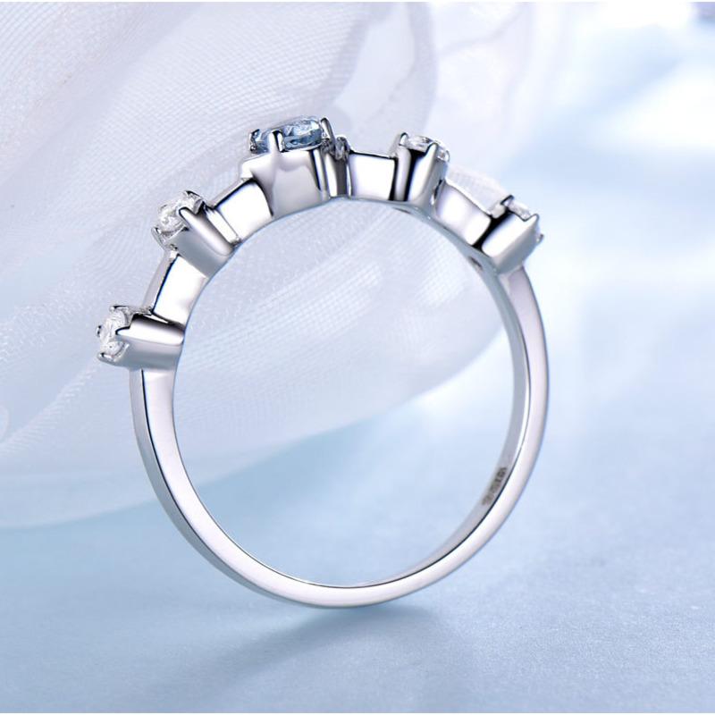 Gica Gema Luxusní 925 stříbrné šperky prsteny s modrými zirkonovými drahokamy Prsteny pro ženy Dárek k výročí svatby Banket