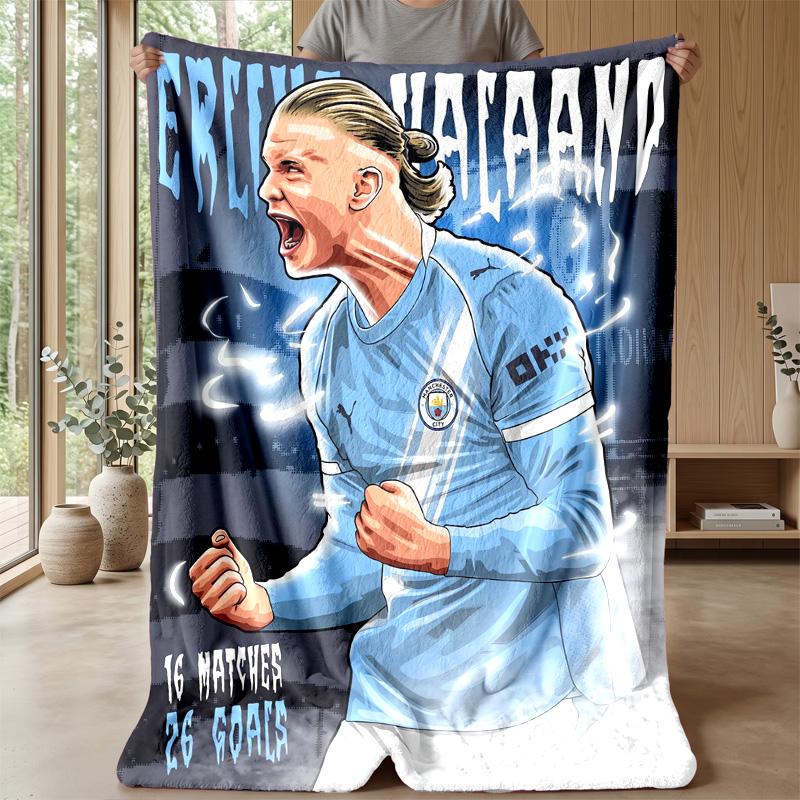 Erling Haaland Theme Blanket Soft Flannel Blanket Plush Throw Blanket Cozy Sofa Bed Blanket for Home Decor