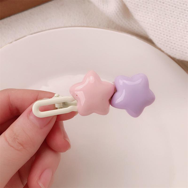 Cute Dopamine Star Hair Clip for Girls: Y2K Sweet Korean Style Flyaway Forehead Clip