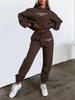 European-American Women's Fashion Letter Print Hoodie & Fleece Jogger Set