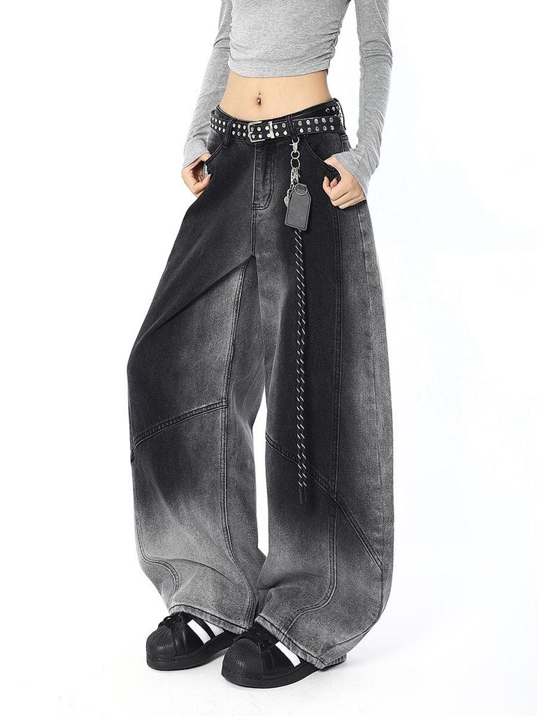 Women's Autumn Retro Gradient Wide-Leg Jeans
