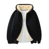 Fleece Thickened Hoodies Women Solid Color Zip Up Warm Lined