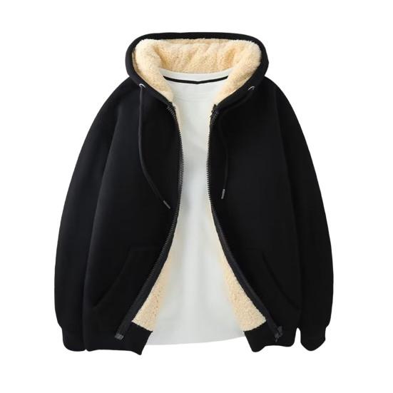 Fleece Thickened Hoodies Women Solid Color Zip Up Warm Lined