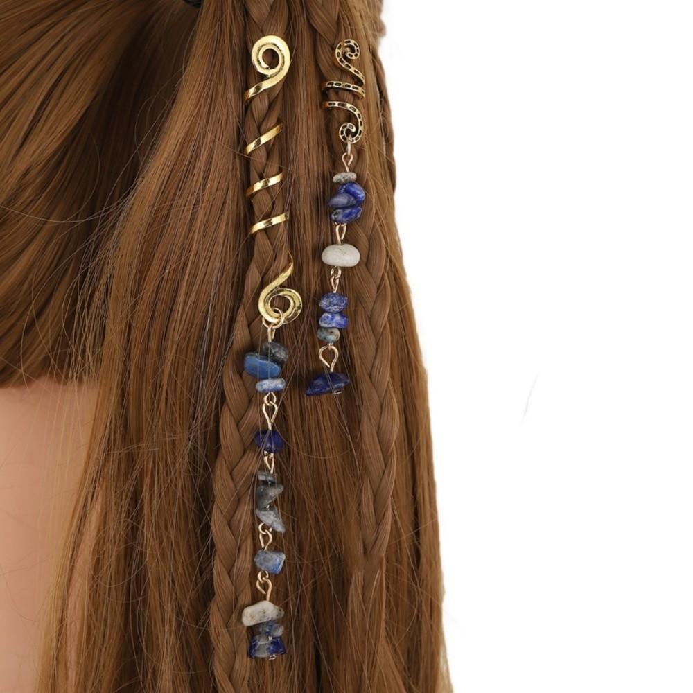 2Pcs/Set Vintage Ethnic Style Spiral Dreadlock Hair Clip Pendant Hair Loop  Women Dreadlock Styling