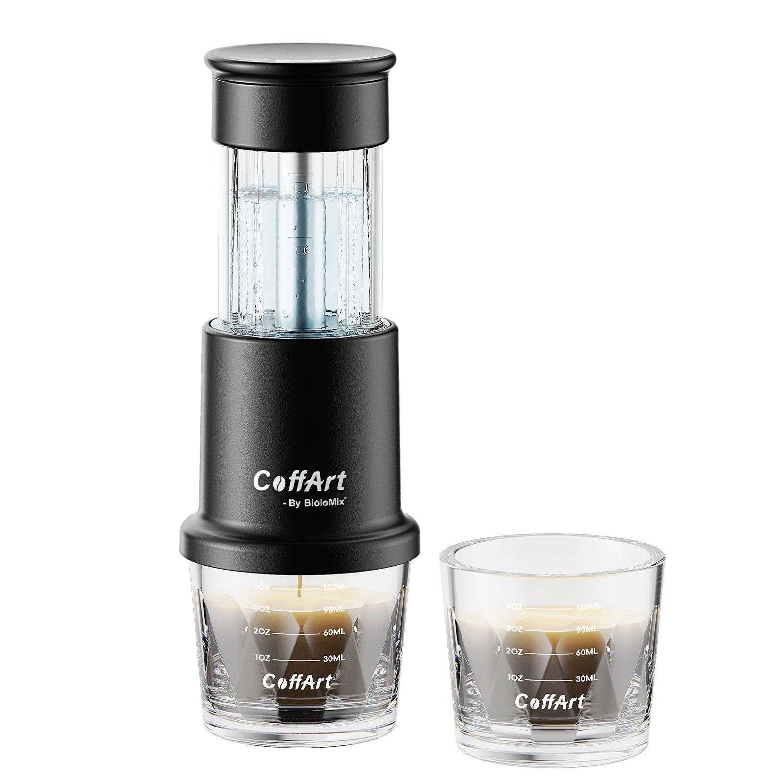 Портативная Кофемашина Эспрессо Машина Дорожная Кофемашина Эспрессо Cafetera Portatil Expreso с Маленькой Чашкой для Чая Совместима с Молотым Кофе и Капсулами NS чёрный