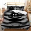 Black and White Striped Monster Print Bedding Set Gift, Quirky Cartoon Style Duvet Cover and Pillowcases, Suitable for Single/double/king/king Beds.