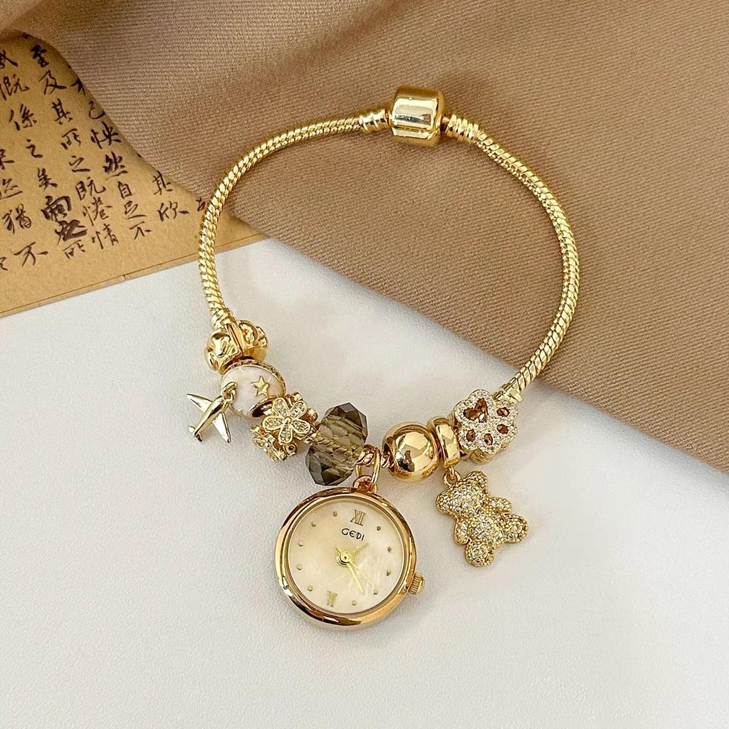 Light Luxury Goods Women Watch Pendant Round Dial Quartz Wristwatch Delicate Bracelet Watches Waterproof Luxury Ladies Gift